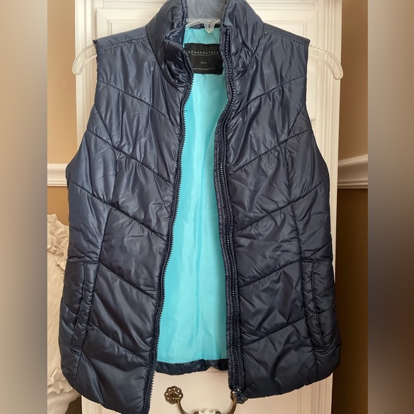 Aeropostale Jackets & Blazers - Aeropostale Navy Blue Vest with Light Blue Interior